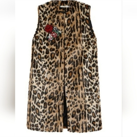 Alice + Olivia Jade Faux Fur Leopard Vest size XS - Picture 12 of 16
